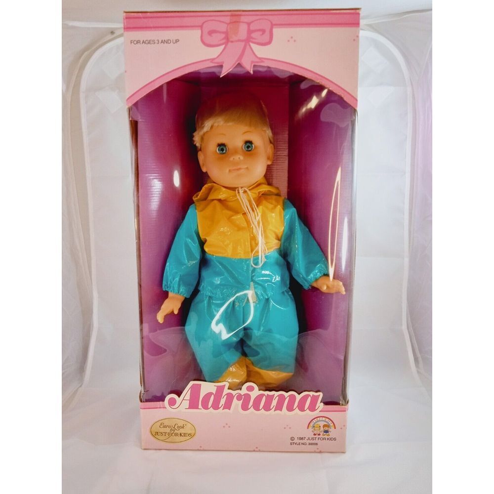 Vintage 1987 Euro Look by Just for Kids "Adriana" Soft Body Baby Doll 16"